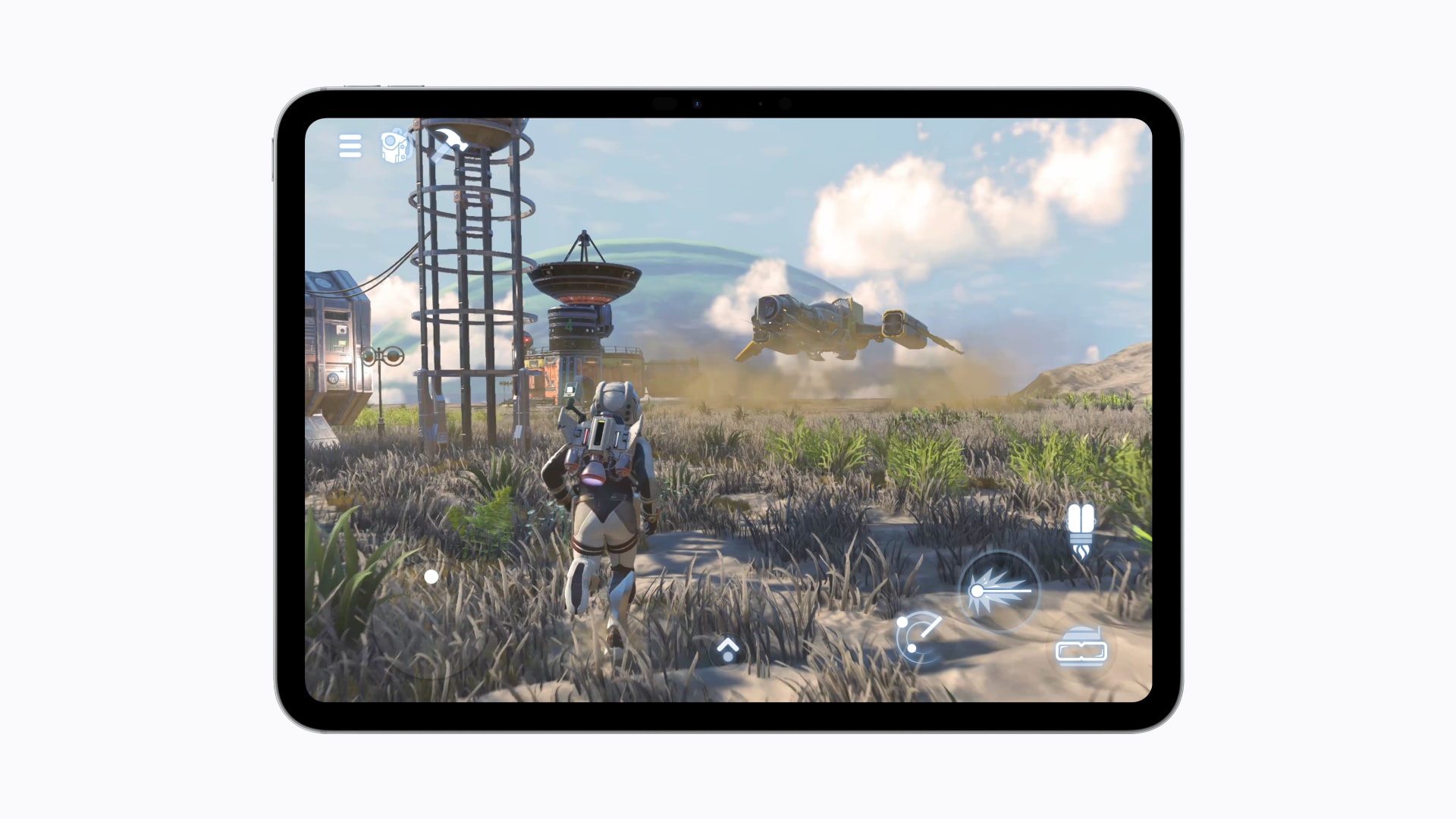 Giao diện trò chơi No Man’s Sky trên iPad Pro 11 inch hiển thị trên Apple Newsroom