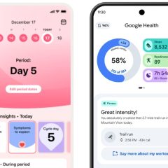 Giao diện ứng dụng Flo Health và Google Health hiển thị song song