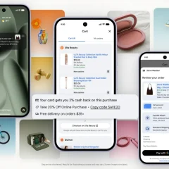 Giao diện Universal Cart trên điện thoại cùng các sản phẩm từ nhiều nhà bán lẻ