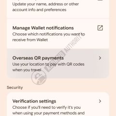 Giao diện Wallet đã có tùy chọn Overseas QR payments, dù tính năng chưa được Google công bố rộng rãi.