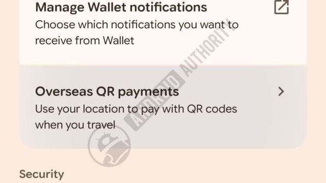 Giao diện Wallet đã có tùy chọn Overseas QR payments, dù tính năng chưa được Google công bố rộng rãi.