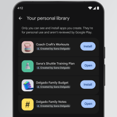 Giao diện Your personal library trên Google Play với danh sách ứng dụng Android tự tạo