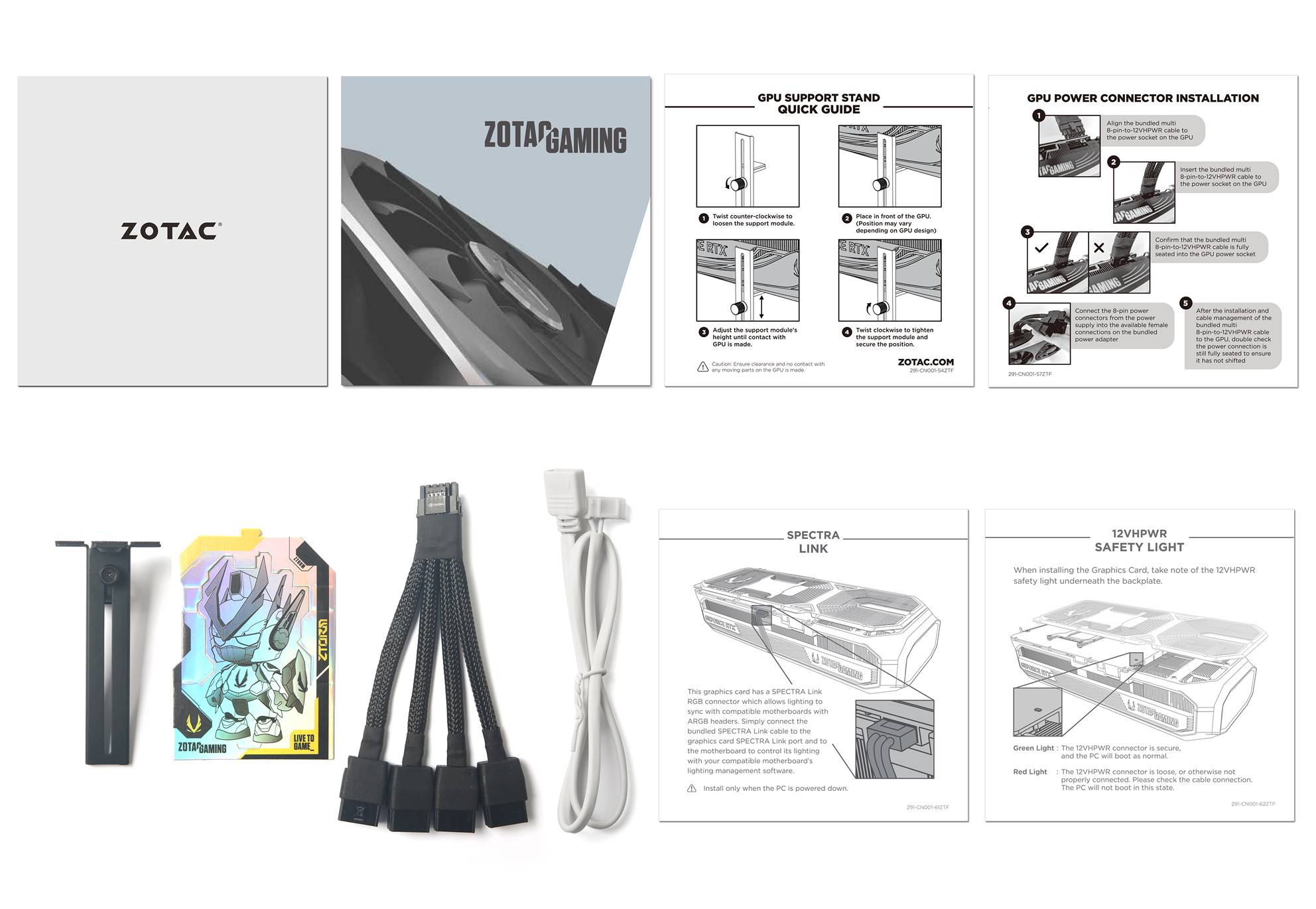 Bộ phụ kiện có giá đỡ và cáp chuyển nguồn: khi nâng cấp, người mua cần tính cả việc đỡ card và đi dây chứ không chỉ thay GPU. Ảnh: ZOTAC Japan