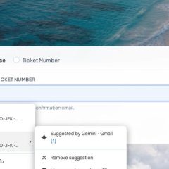 Gợi ý mã đặt chỗ do Gemini lấy từ Gmail trong biểu mẫu trực tuyến