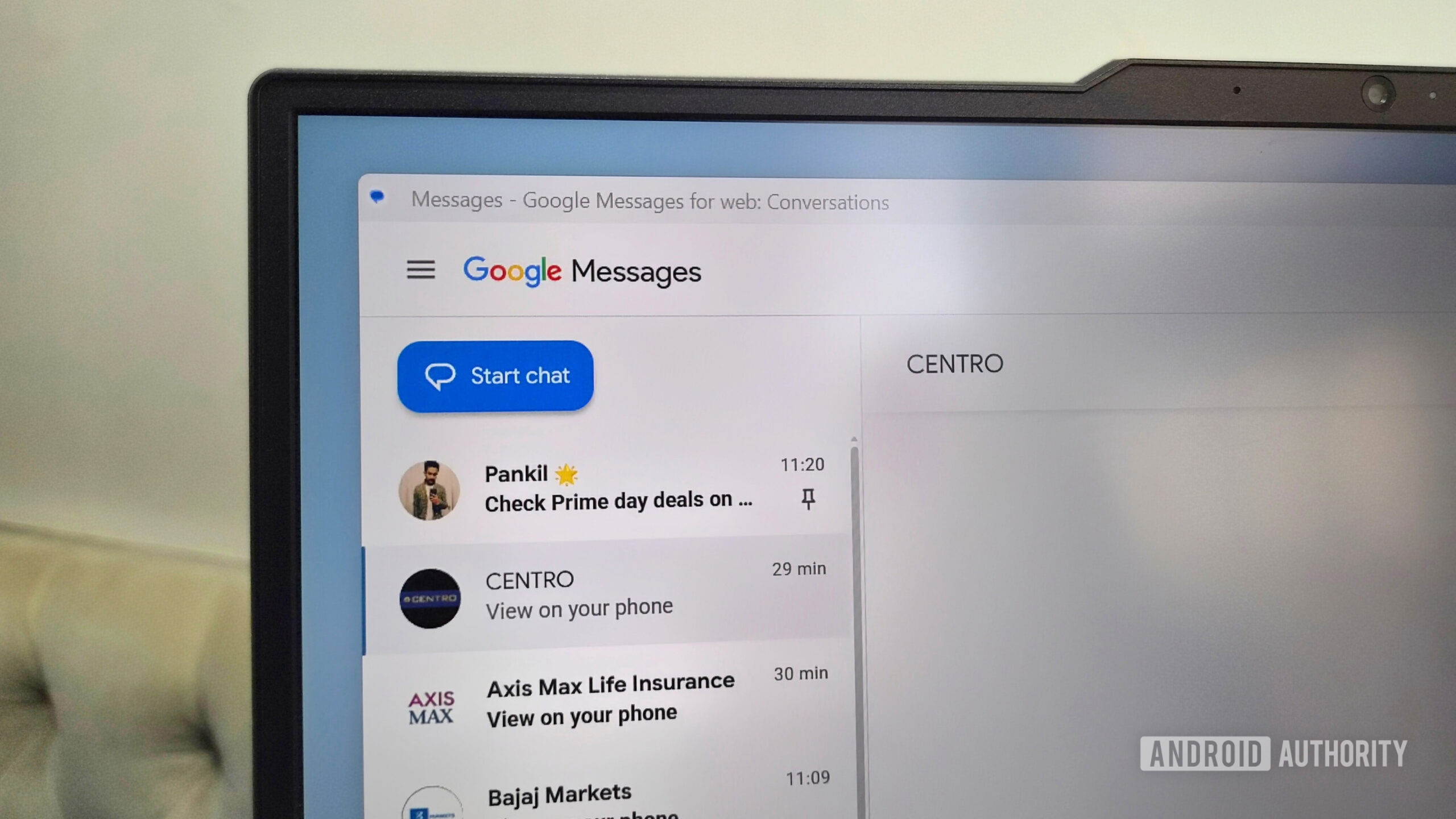 Google Messages for Web trên laptop Windows