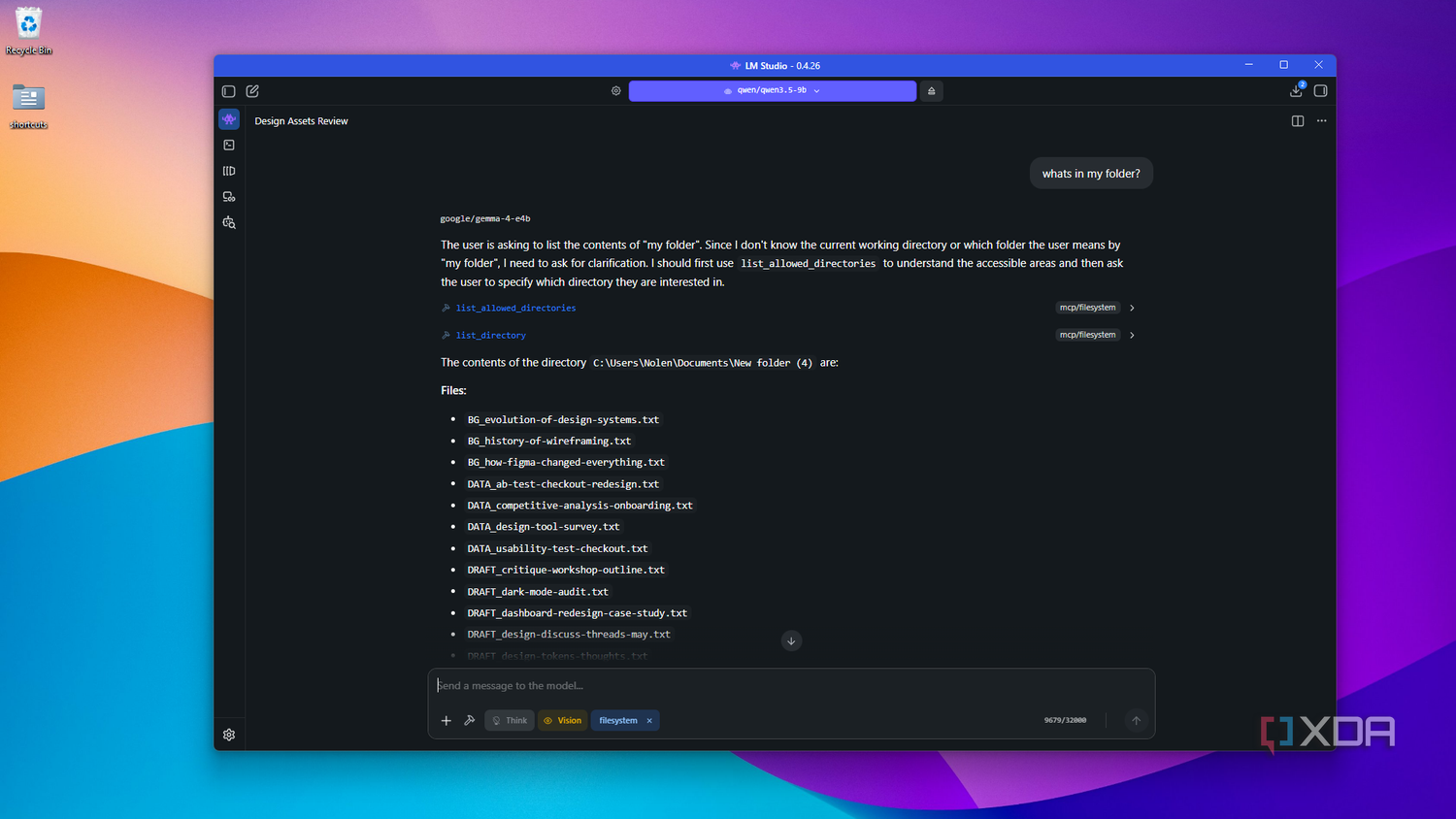 handling folder listing with qwen in LM Studio
