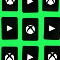 Họa tiết xanh đen lặp lại biểu tượng Xbox và nút phát