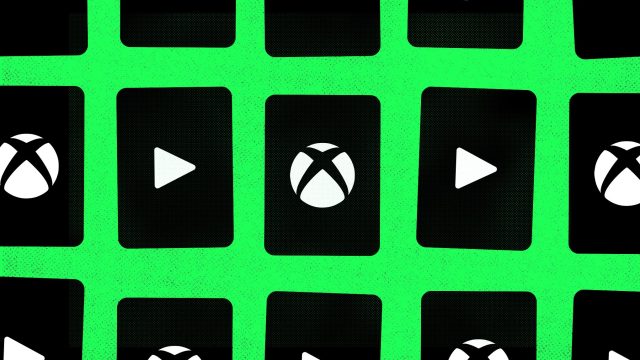 Họa tiết xanh đen lặp lại biểu tượng Xbox và nút phát