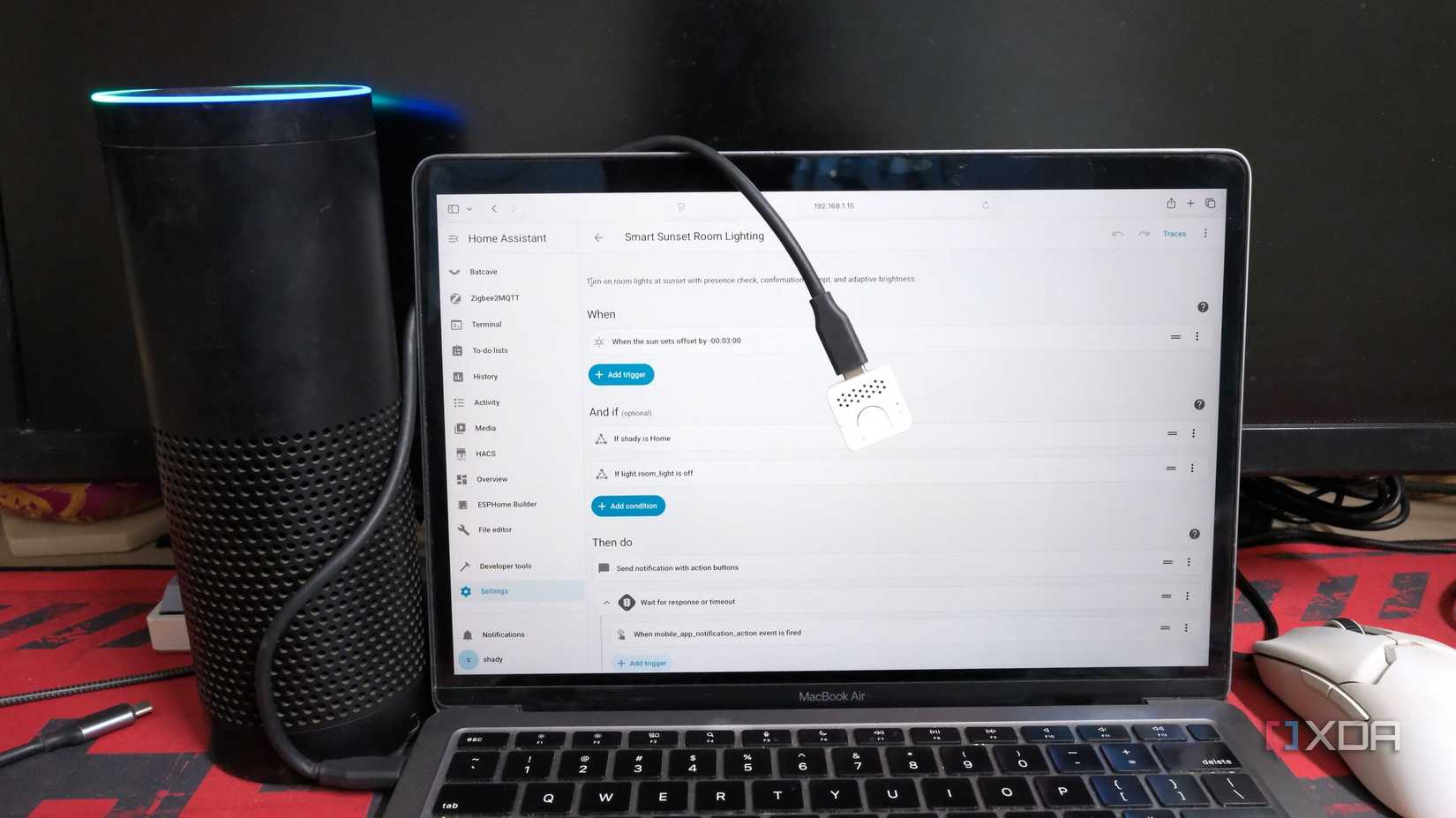 Home Assistant automations from Web UI with Amazon Echo and Atom Echo smart speakers