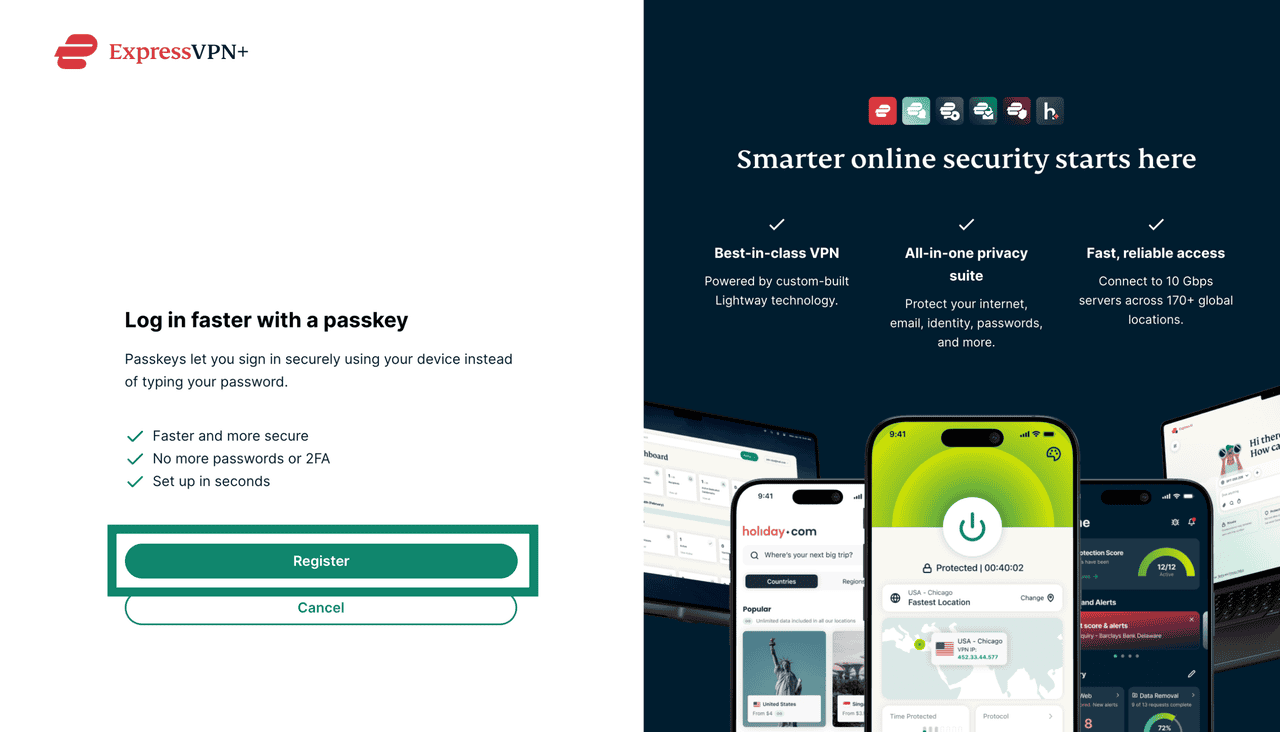 Hướng dẫn đăng nhập ExpressVPN+ bằng passkey