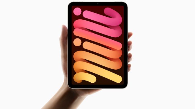 iPad mini thế hệ hiện tại hiển thị mặt trước và màn hình