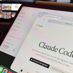 iPad with ChatGPT's sidebar open beside the Claude Code page on claude.com