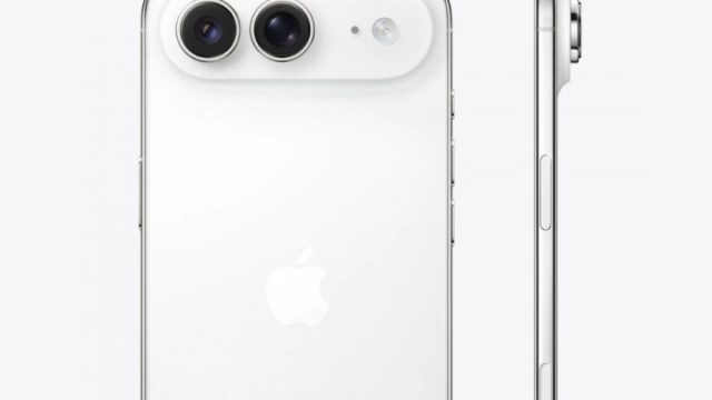 Hình dựng iPhone Air 2 màu trắng với hai camera sau và thân máy mỏng