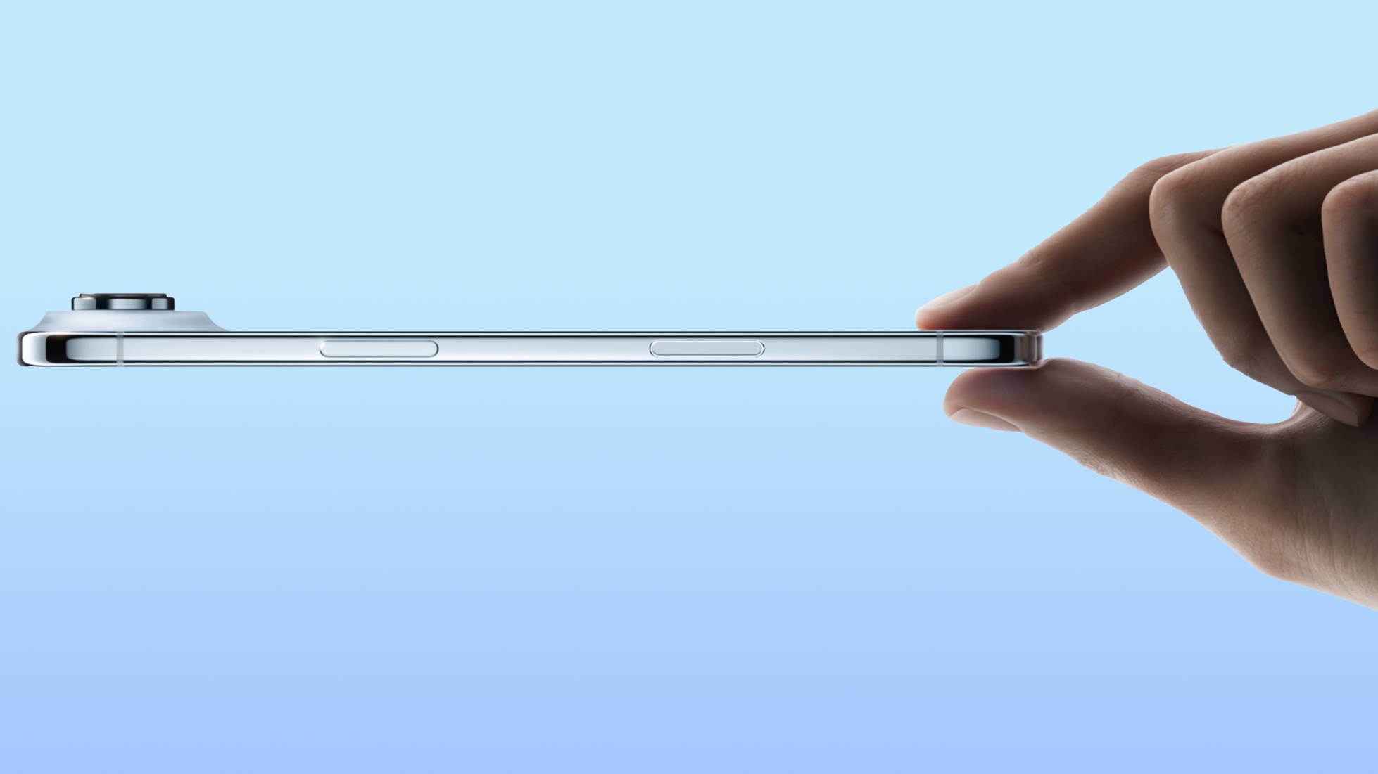 iPhone Air đời đầu được chụp nghiêng để thể hiện thân máy mỏng