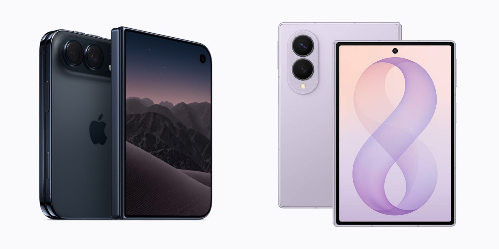 iPhone Duo và Galaxy Z Fold 8 đặt cạnh nhau