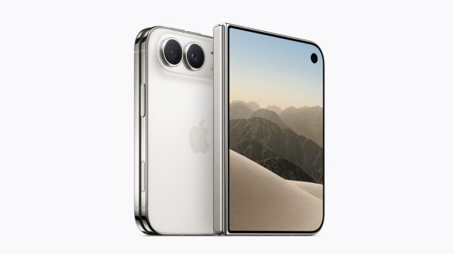 iPhone Duo màu Trắng Ánh Sao nhìn mặt sau và màn hình trong khi mở