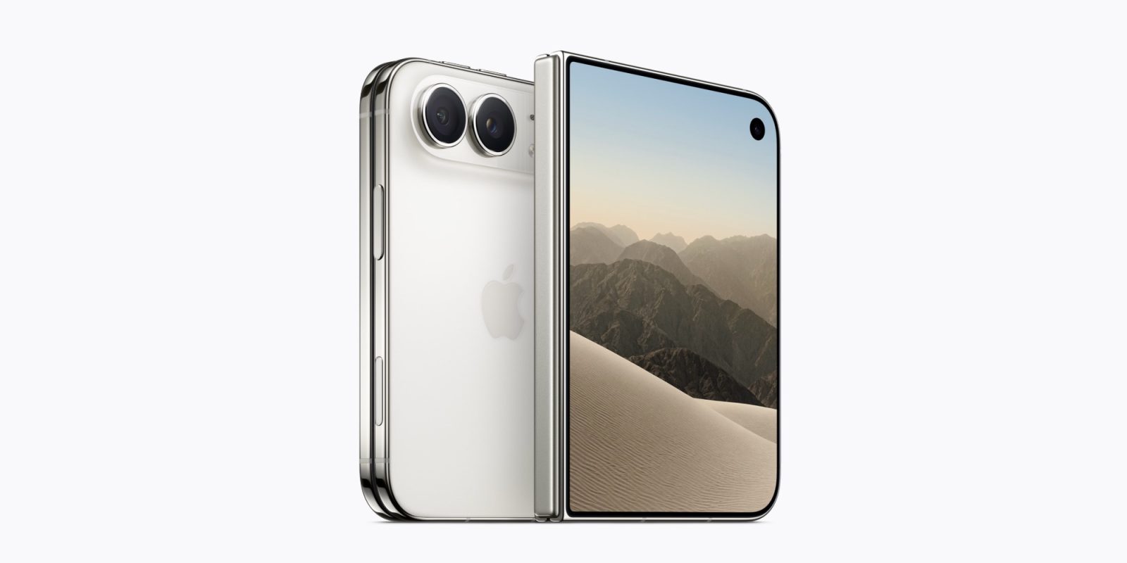 iPhone Duo màu Trắng Ánh Sao nhìn mặt sau và màn hình trong khi mở