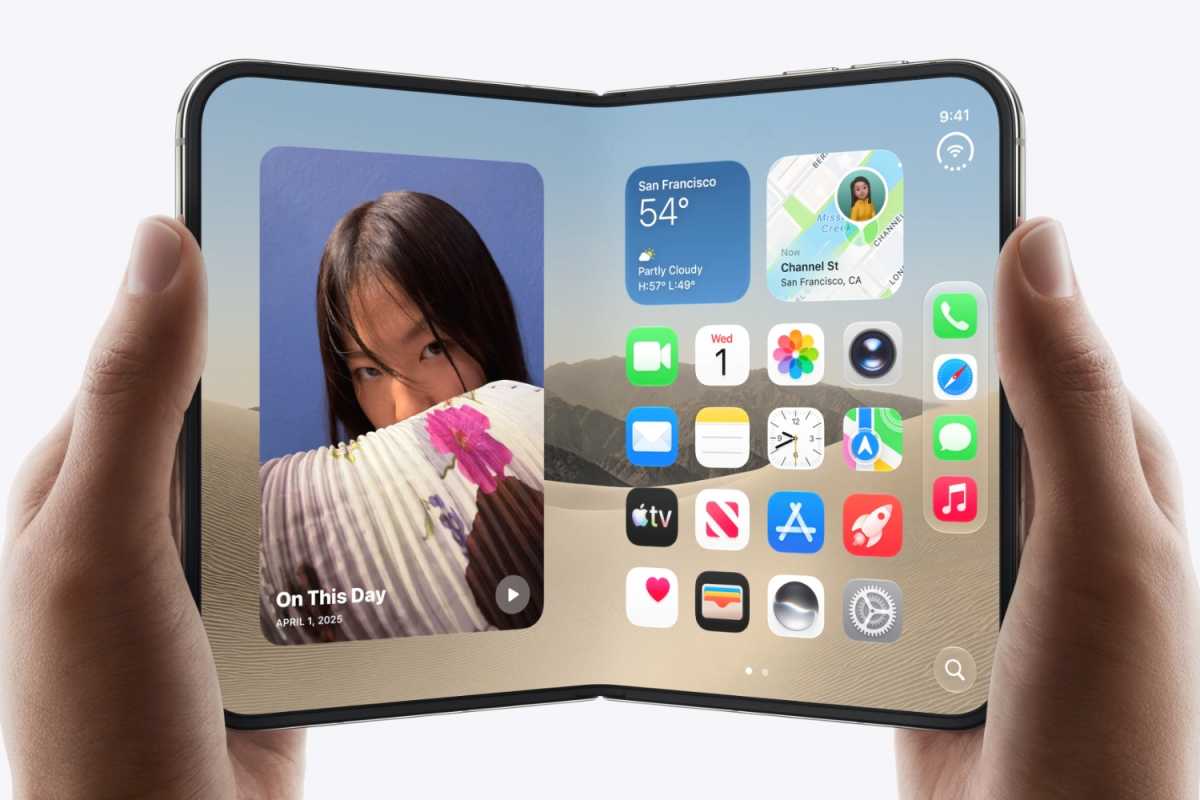 iPhone Duo mở với màn hình gập bên trong