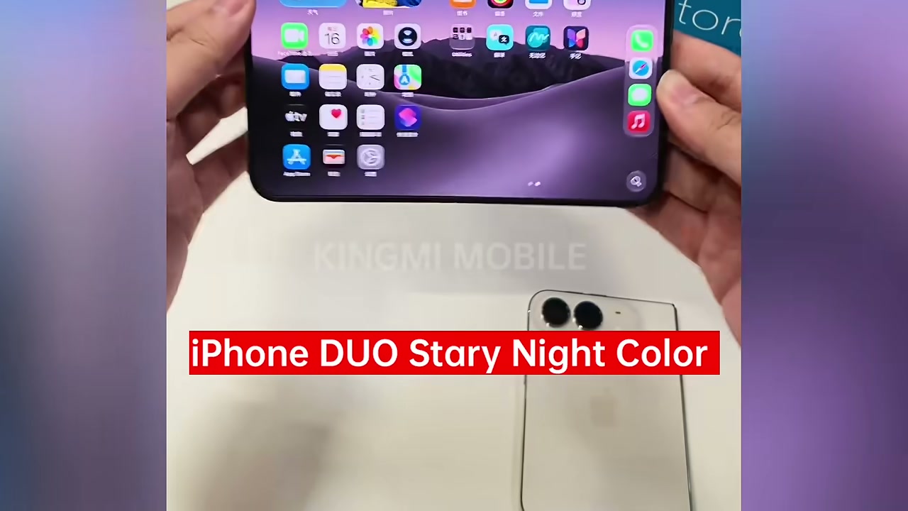 iPhone Duo mở màn hình lớn với giao diện ứng dụng