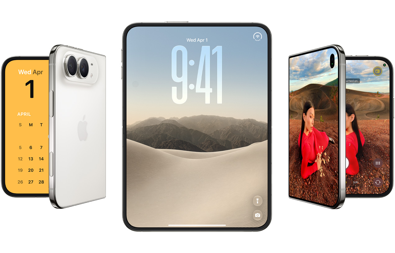 iPhone Duo mở ra với màn hình gập và bản lề ở giữa
