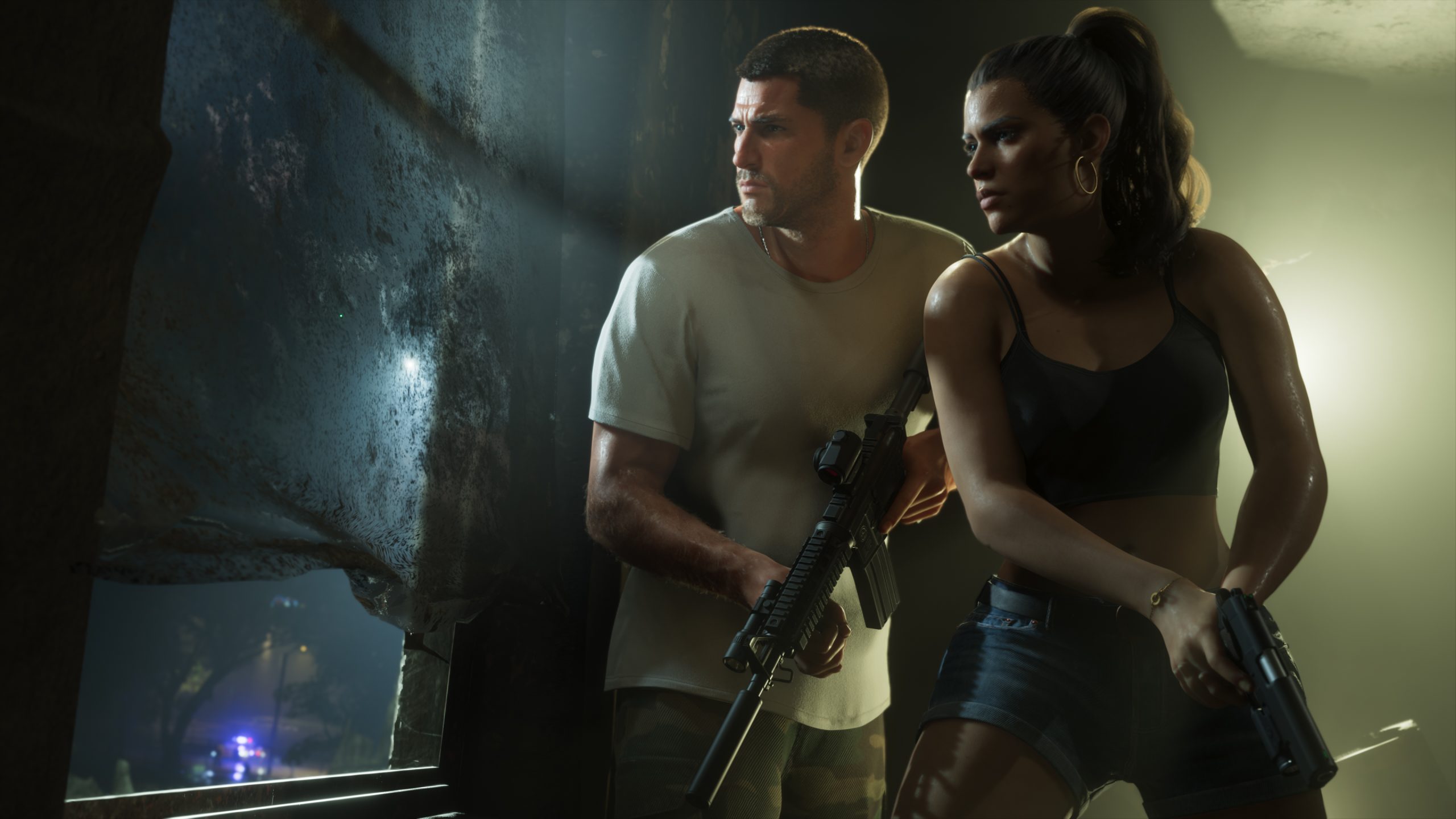 Jason và Lucia trong hình ảnh GTA 6 do Rockstar công bố