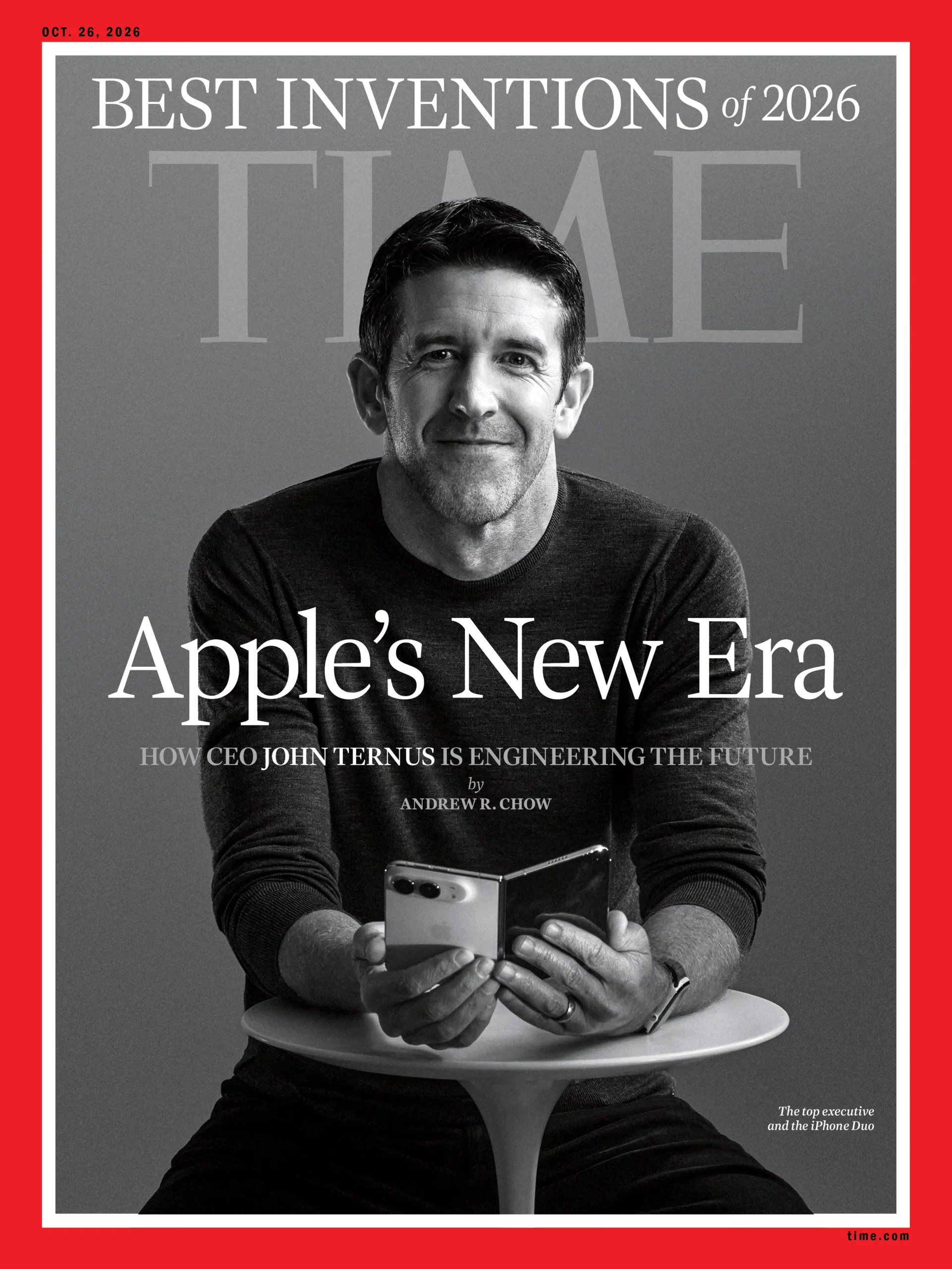 John Ternus cầm iPhone Duo trên bìa TIME