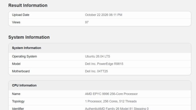 Kết quả Geekbench 7.1.0 của AMD EPYC 9996
