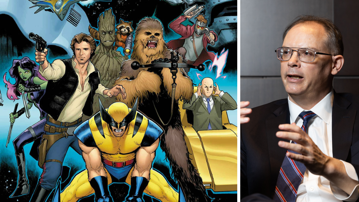 Key art Star Wars và Marvel לצד Tim Sweeney, CEO Epic Games