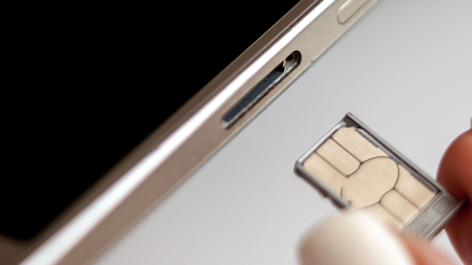 Khay SIM đang được đưa ra khỏi smartphone để thay thẻ