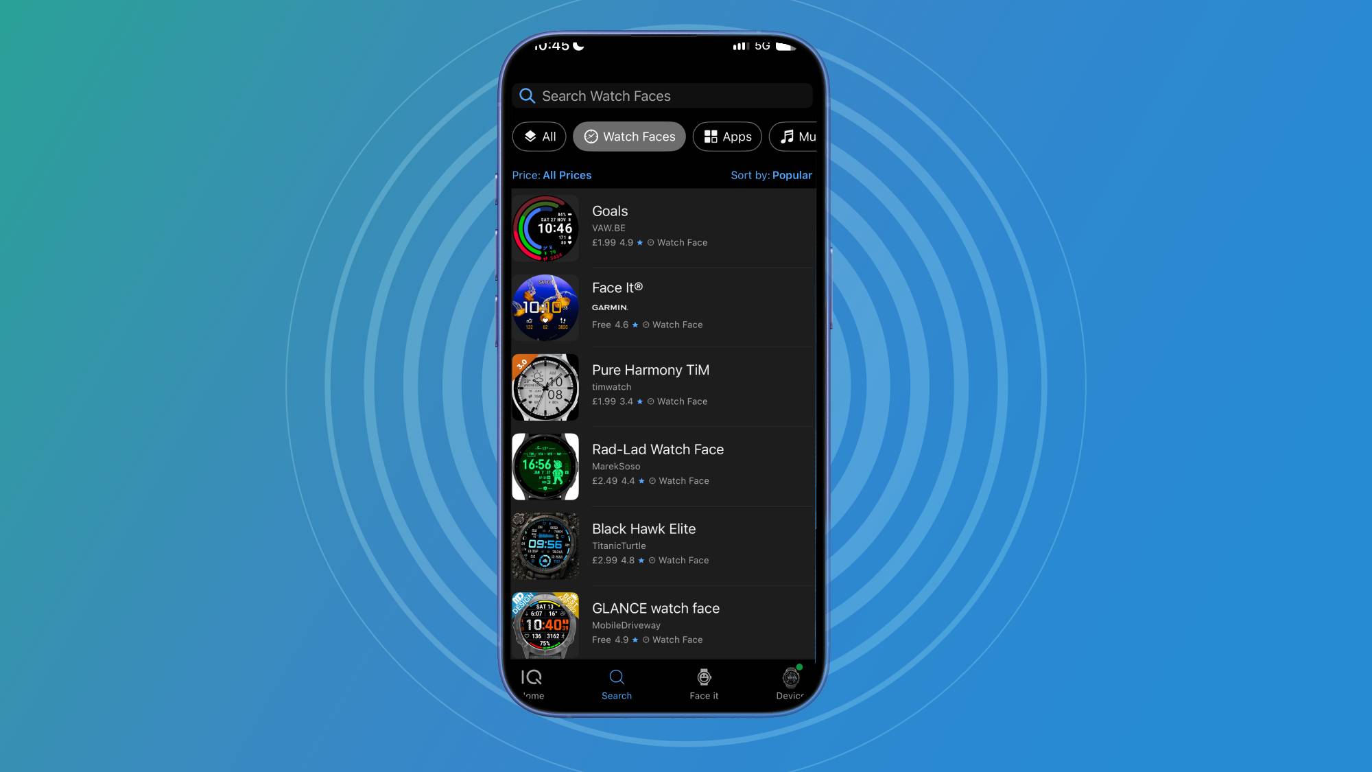 Kho Connect IQ hiển thị hàng loạt mặt đồng hồ và ứng dụng gần giống nhau, người dùng phải tự tìm giữa chúng. Ảnh: TechRadar