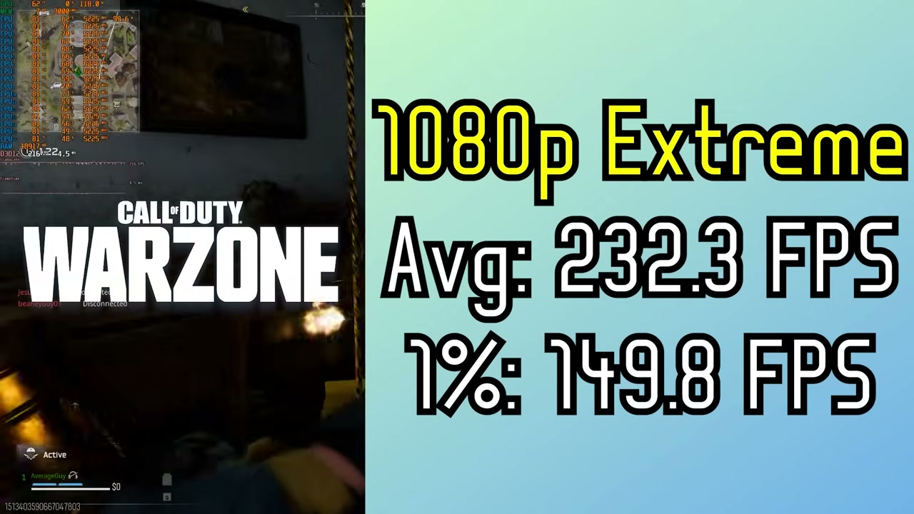 Khung hình Call of Duty Warzone với overlay FPS trong video Cheap Bastard