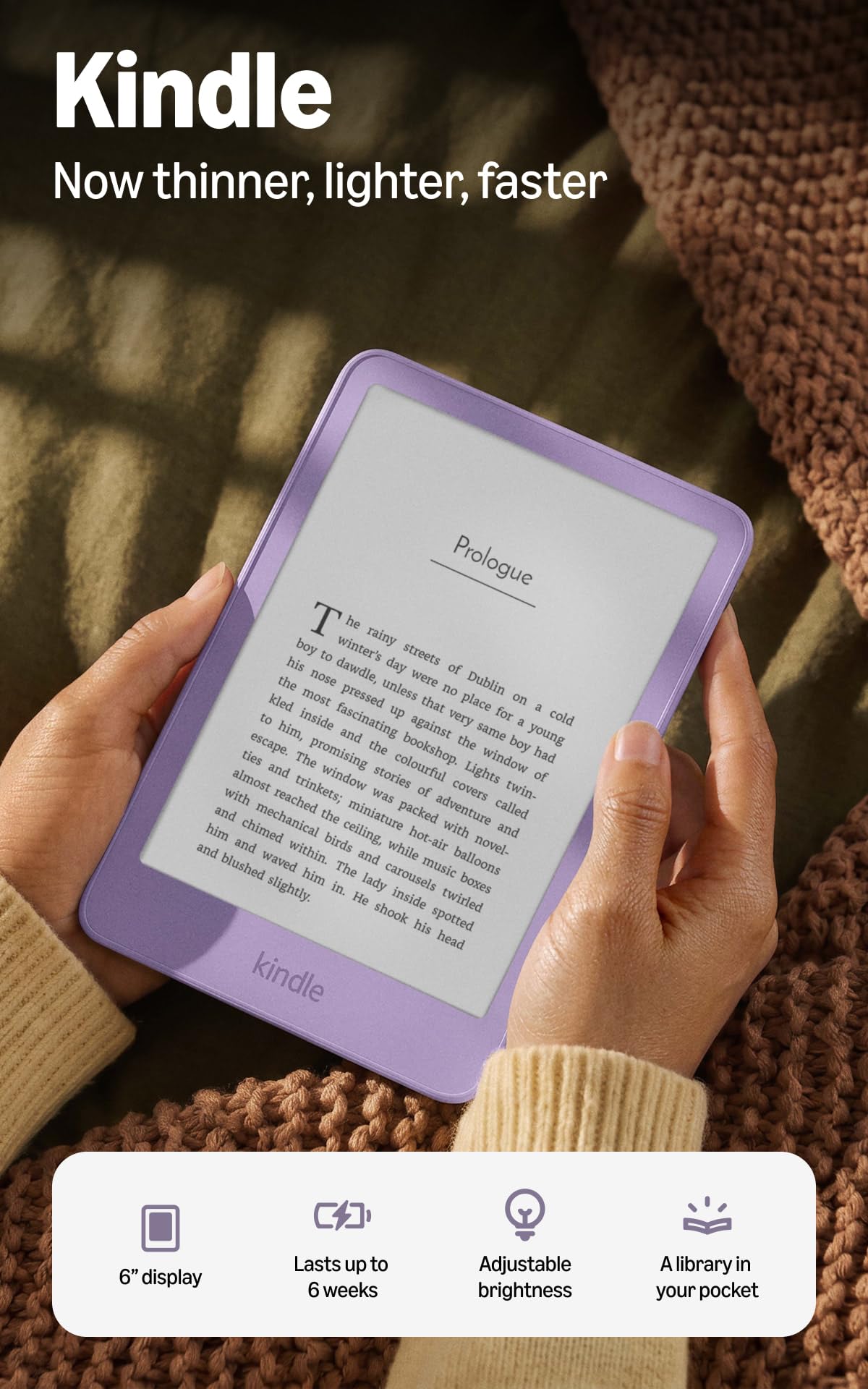 Kindle thế hệ mới màu Ube với màn hình phẳng liền viền
