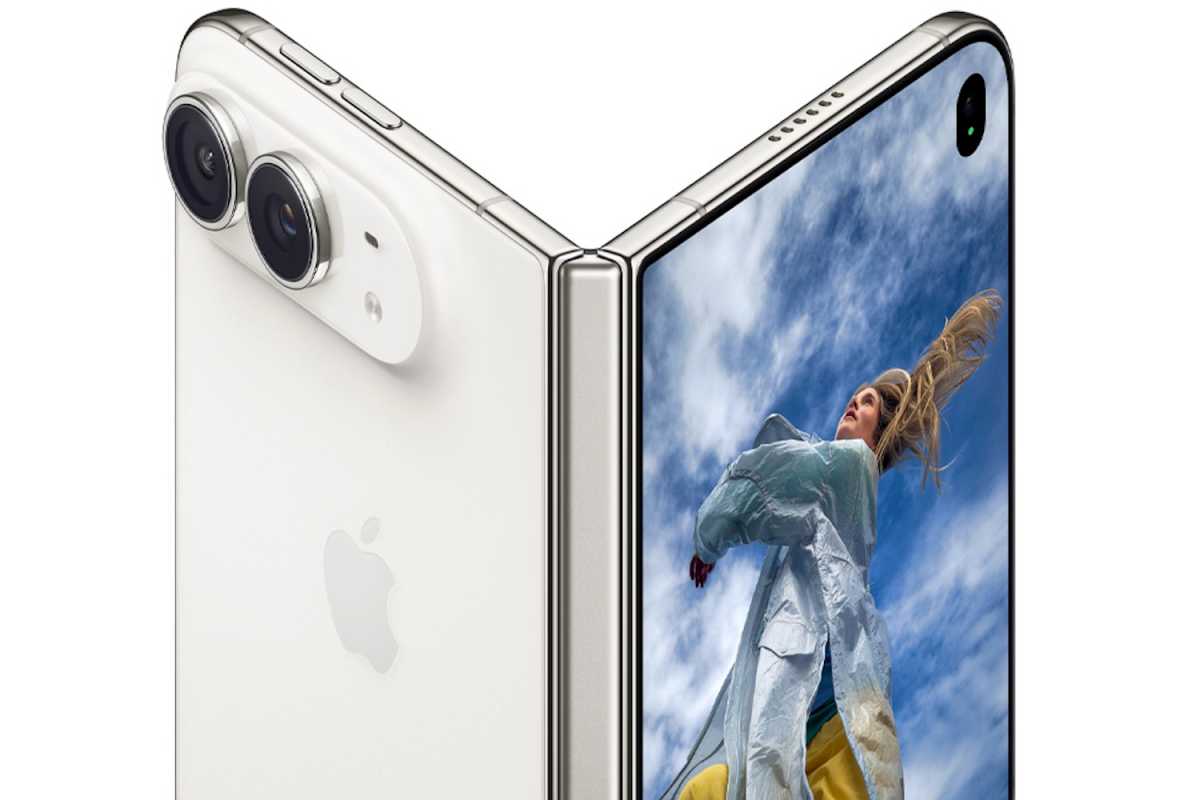 Bản lề và thân máy iPhone Duo khi gập một phần