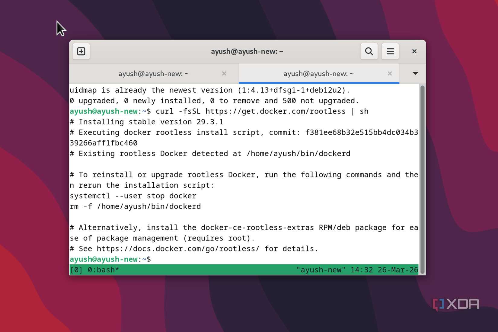 Lệnh cài đặt Rootless Docker trên Linux
