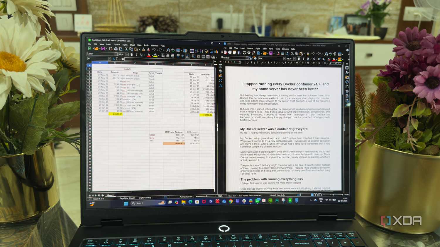 LibreOffice Writer và Calc trên máy tính Lenovo Legion