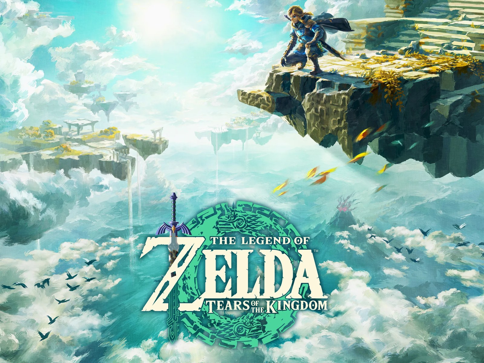 Link trên đảo đá bay trong The Legend of Zelda: Tears of the Kingdom.