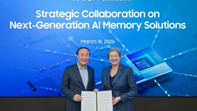 Lisa Su và Jun Young-hyun tại lễ ký MOU hợp tác AI memory giữa AMD và Samsung