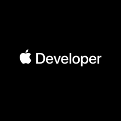 Logo Apple Developer trên nền đen