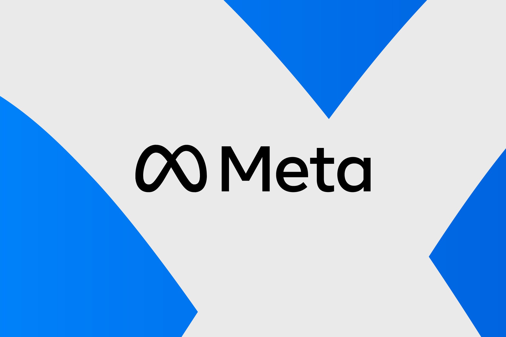 Logo Meta trên nền đồ hoạ xanh trắng