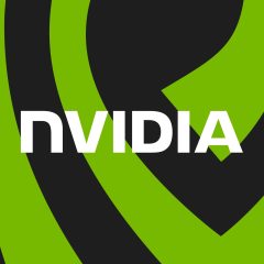 Logo Nvidia trên nền đồ họa xanh và đen
