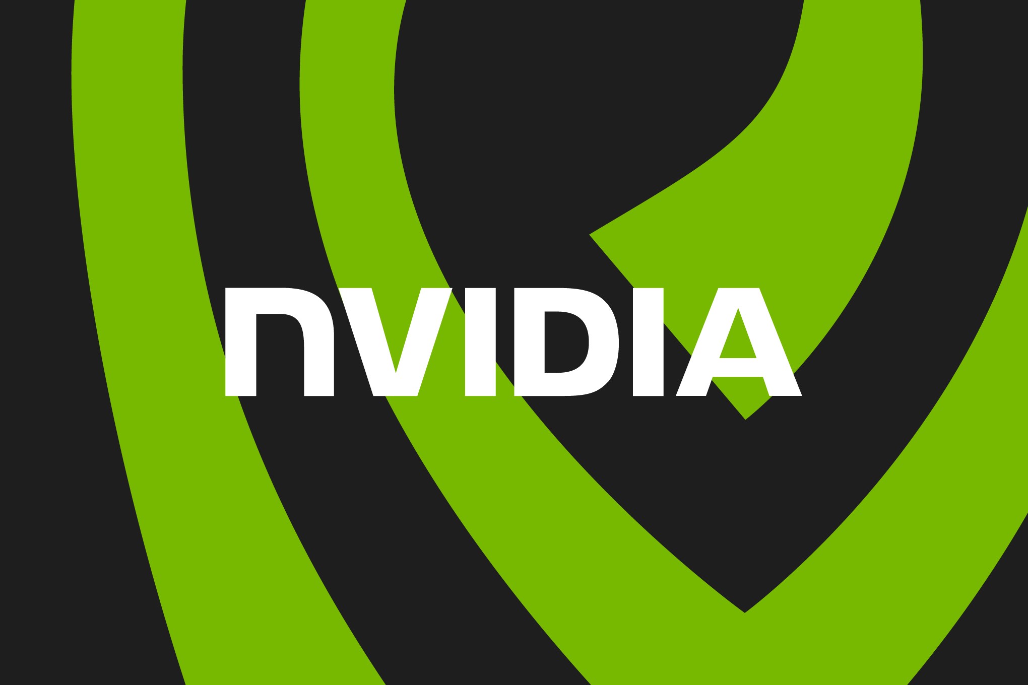 Logo Nvidia trên nền đồ họa xanh và đen