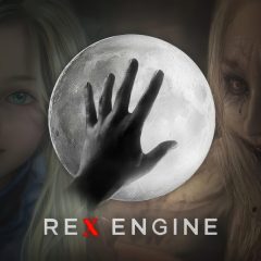Logo REX Engine trên nền minh họa Capcom