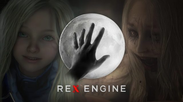 Logo REX Engine trên nền minh họa Capcom