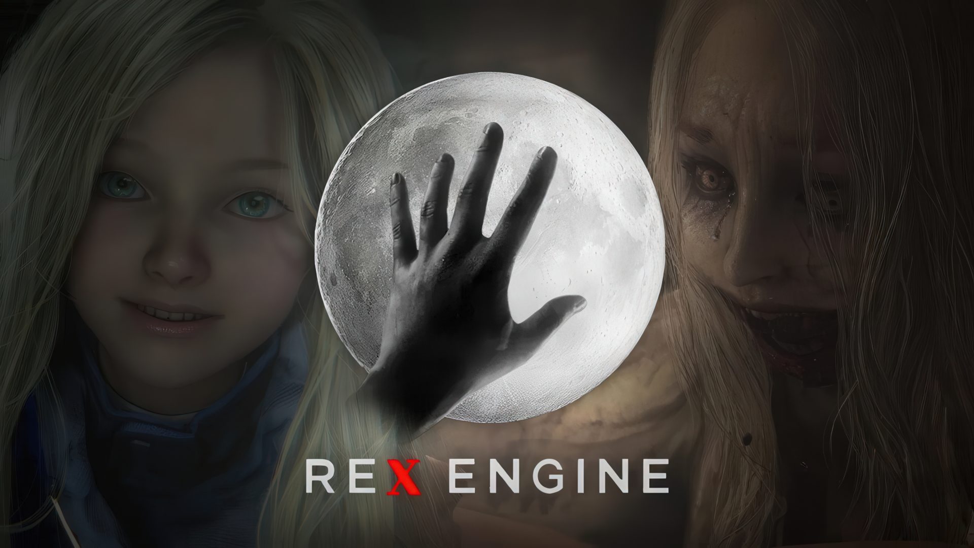 Logo REX Engine trên nền minh họa Capcom