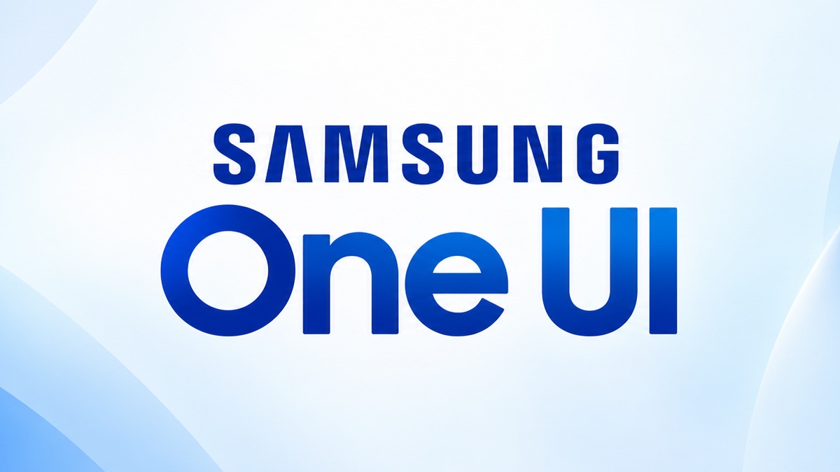 Logo Samsung One UI trên nền xanh nhạt