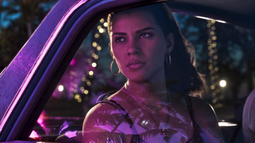 Lucia nhìn qua cửa xe trong GTA 6