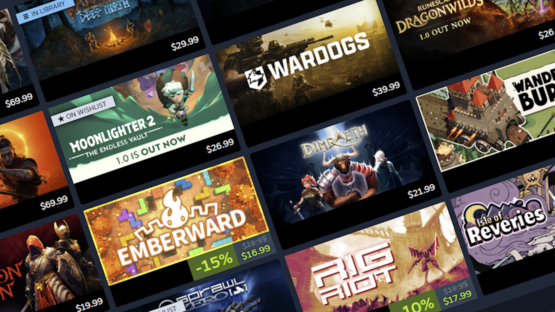 Lưới lịch game hiển thị trong giao diện Steam