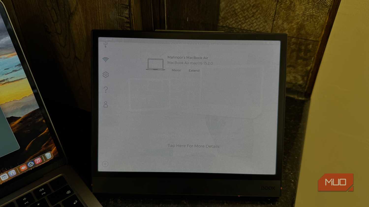 Mahnoor's MacBook Air displayed on the E-Ink tablet
