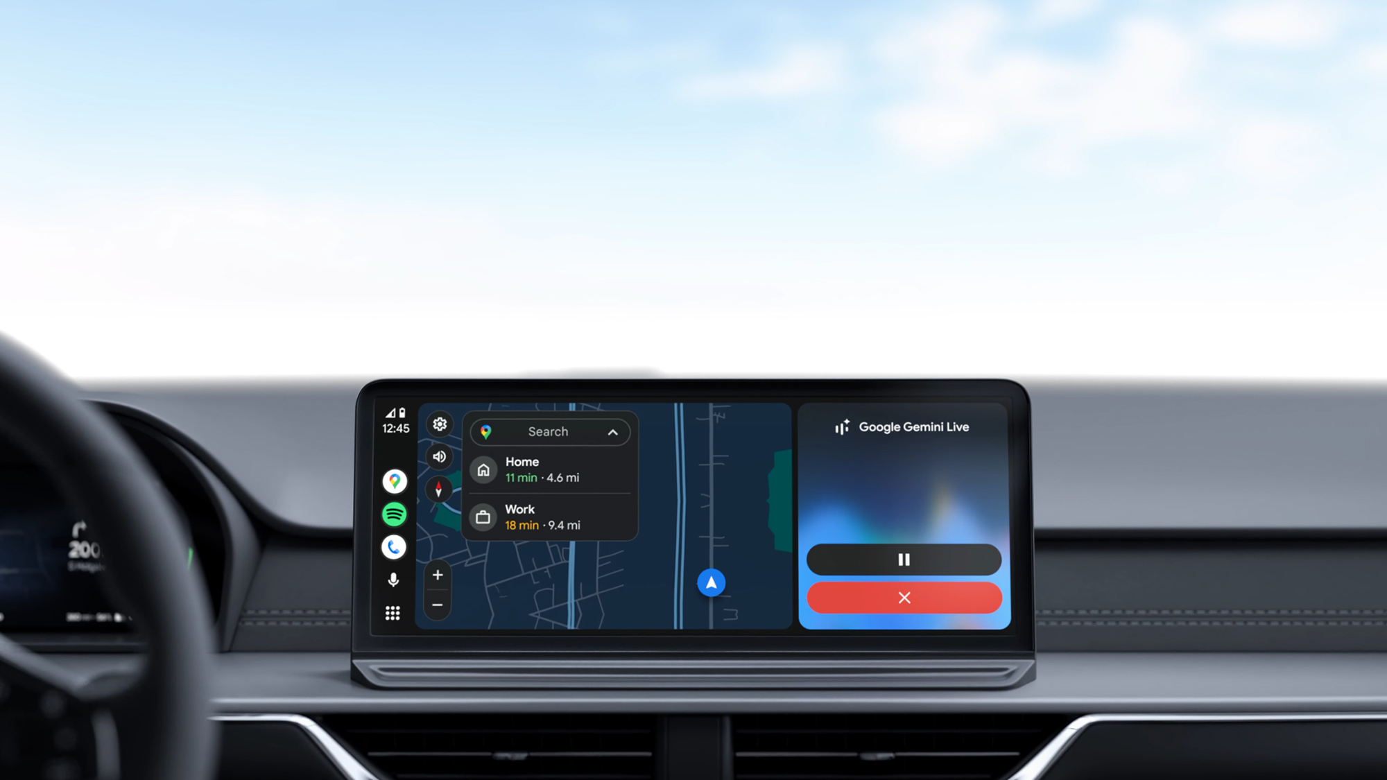 Màn hình Android Auto trên bảng điều khiển ô tô