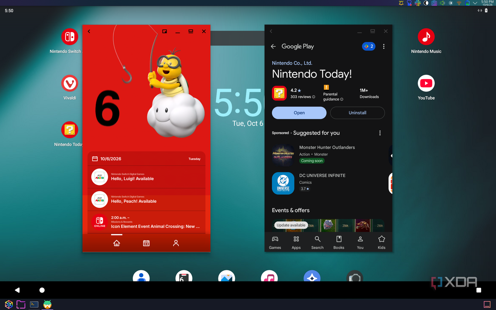 Màn hình Android và Google Play Store đang chạy trên Linux qua Waydroid